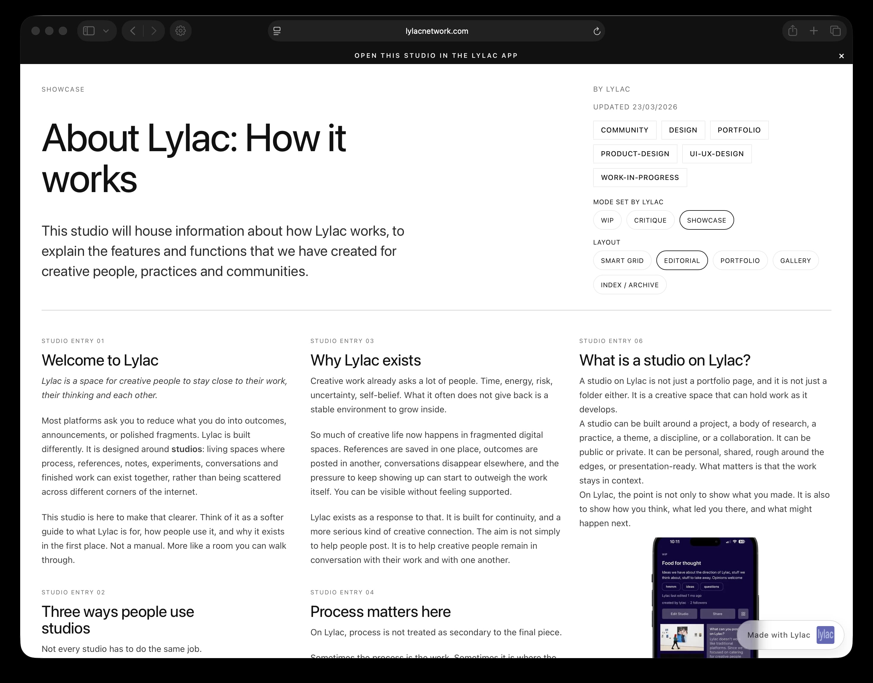 Editorial web studio layout preview 4
