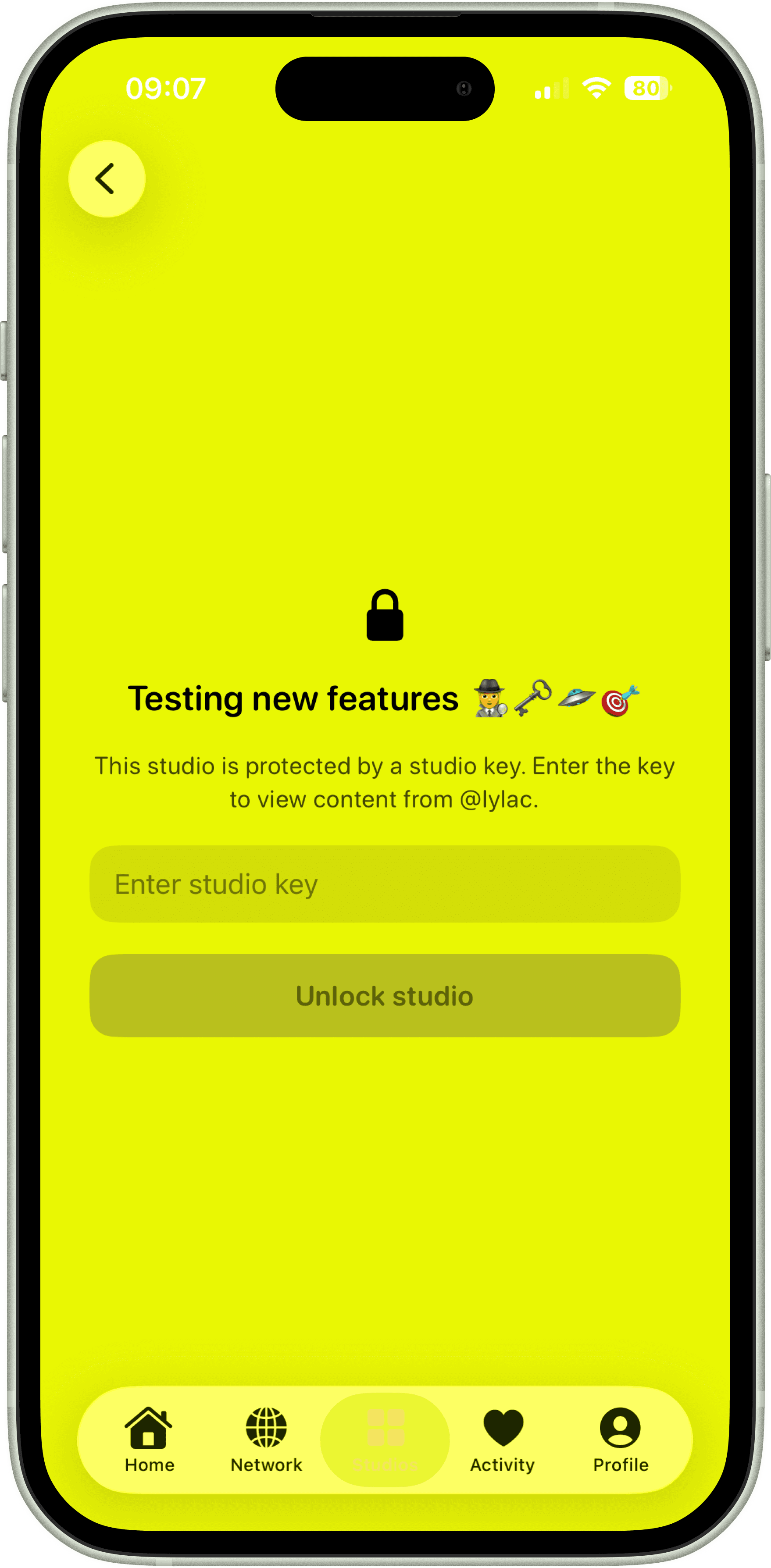 Studio password protection view