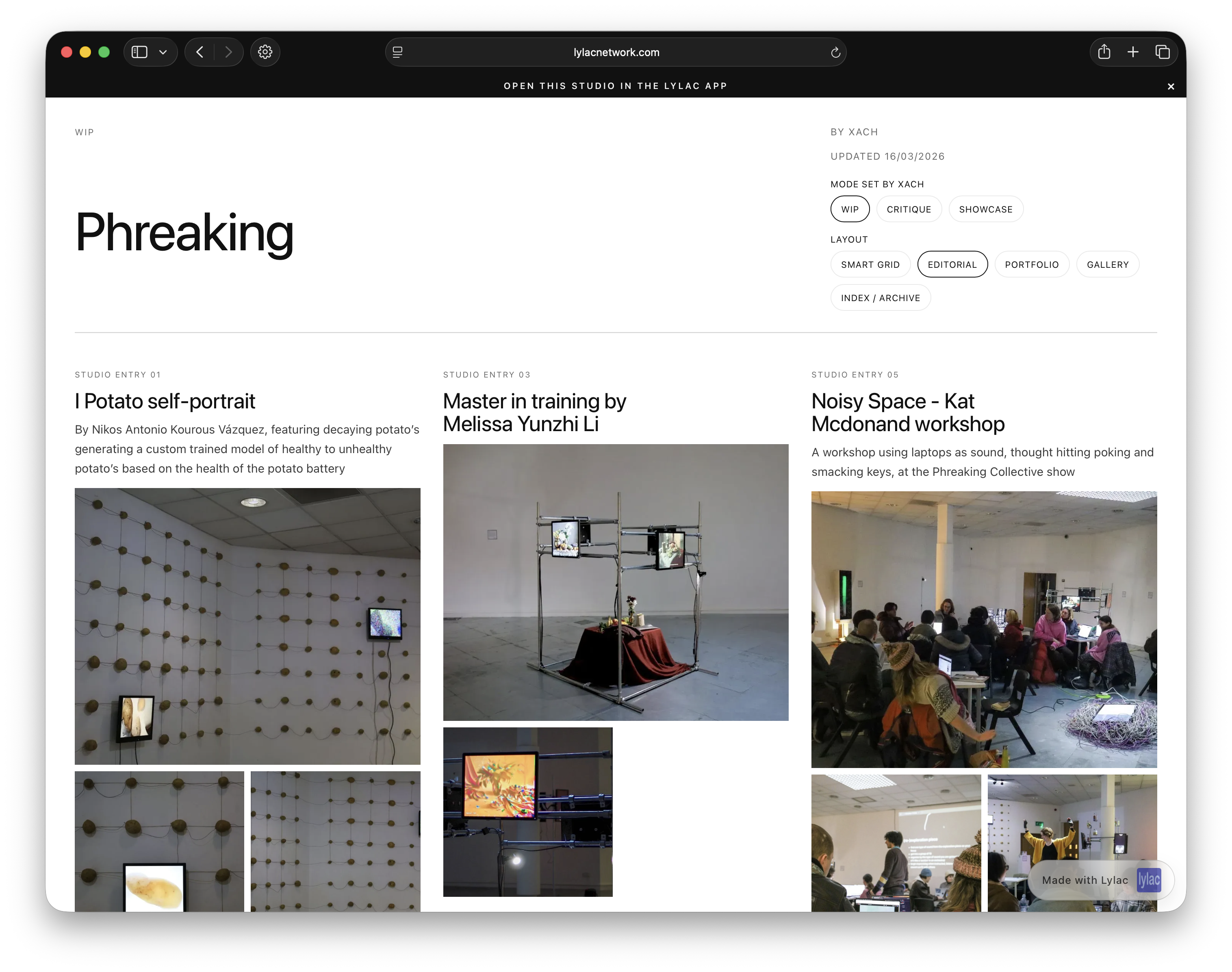 Editorial web studio layout preview 2