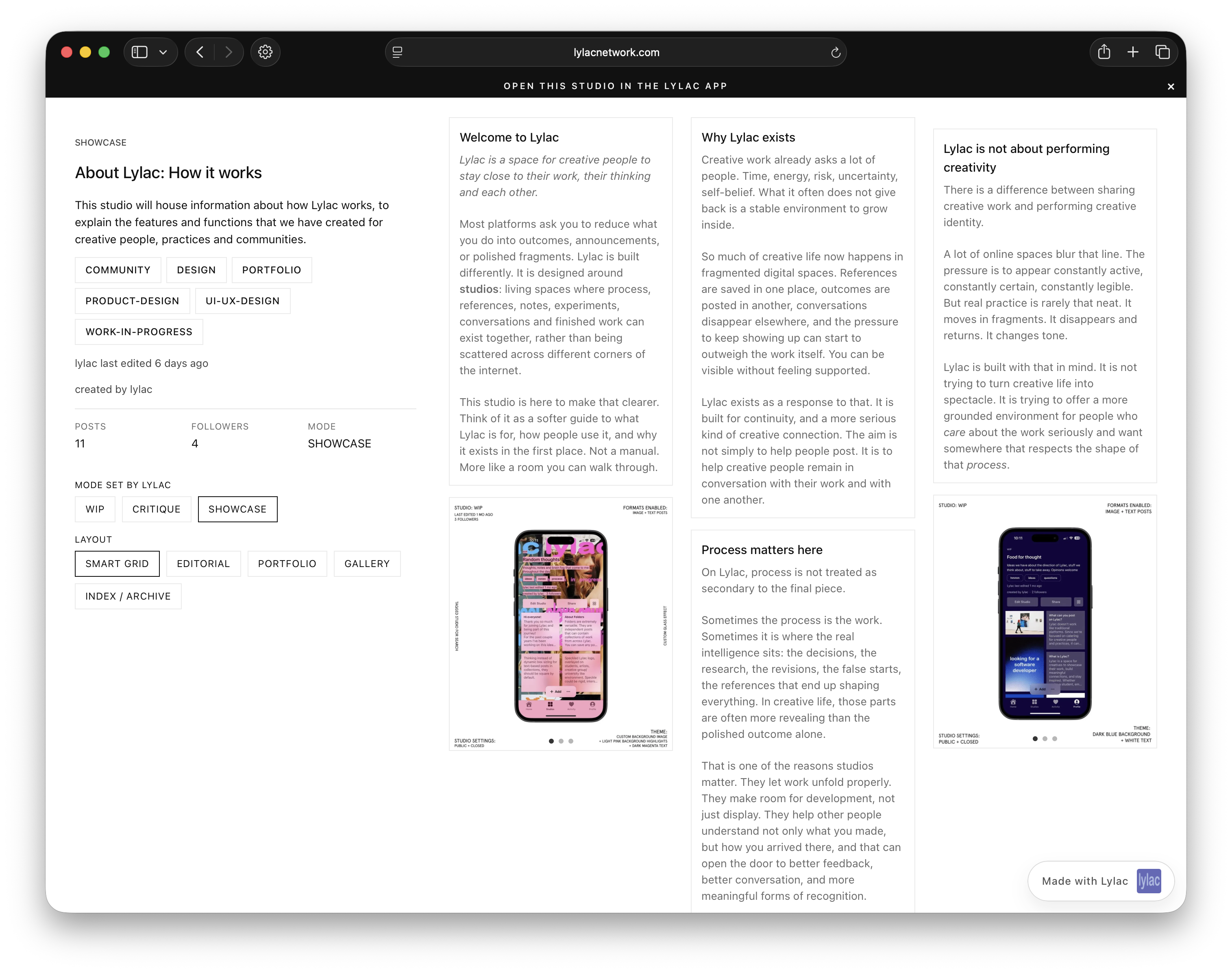 Smart Grid web studio layout preview 3